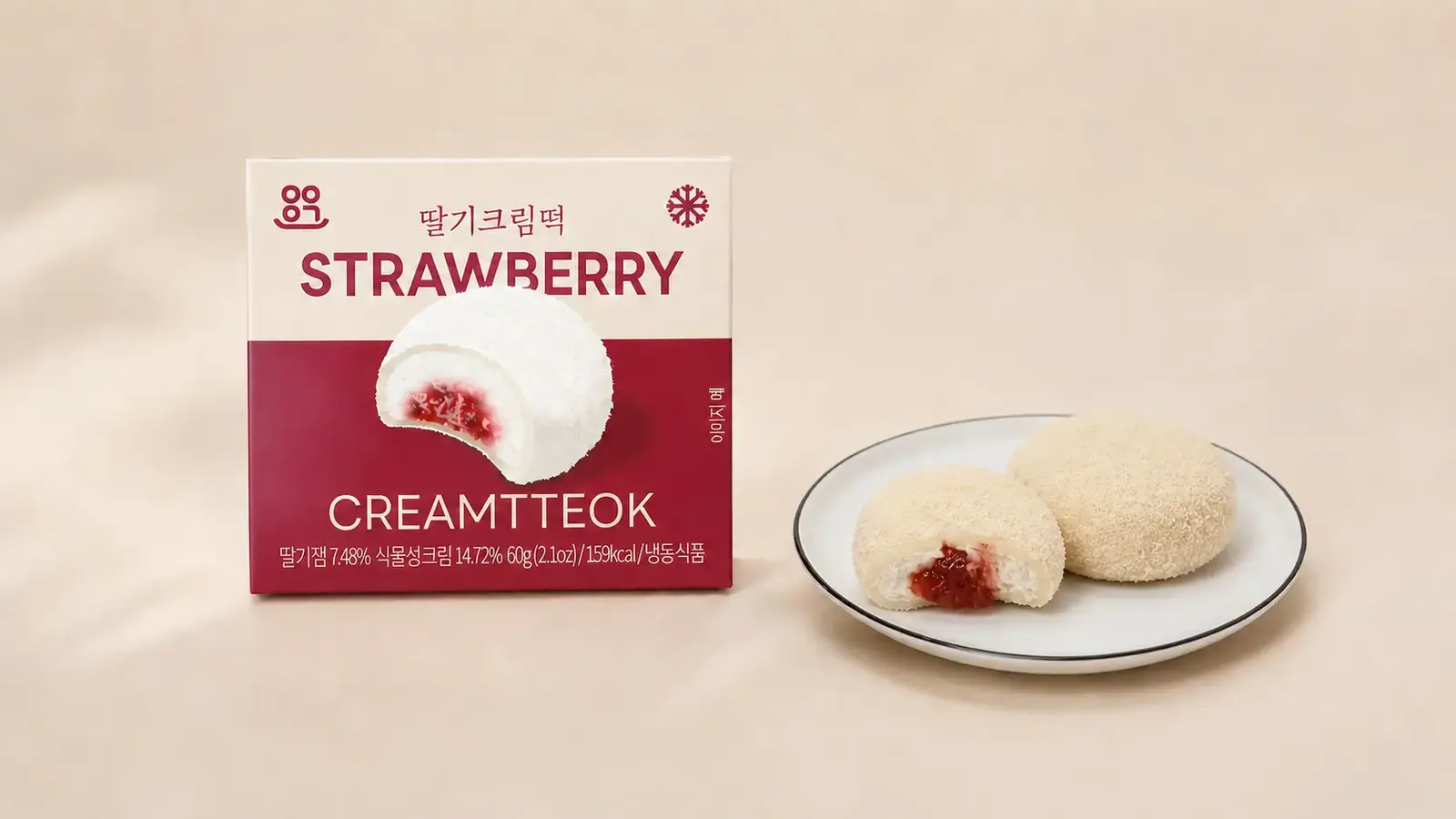 딸기 Korean cream rice cake with 60g single-unit package