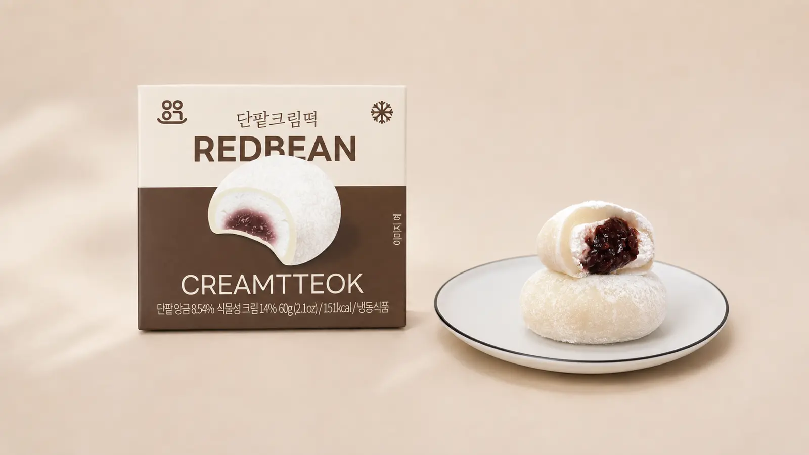 Sweet red bean Korean cream rice cake with 60g single-unit package